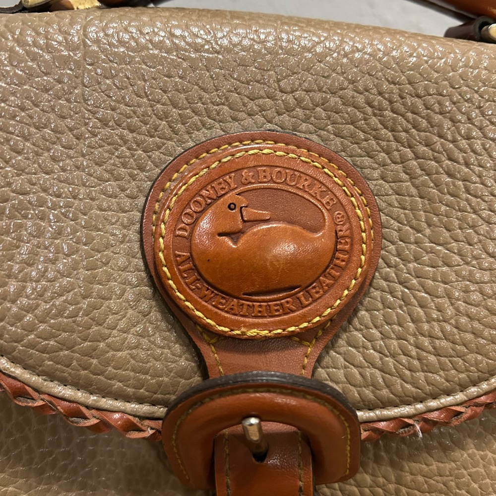 Vintage Dooney & Bourke All Weather Leather Backpack Bag Beige Brown - Picture 2 of 15